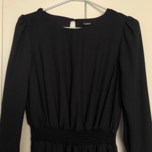 Dark Blue Dress with Colourful Floral Bottom - Picture 2 of 6